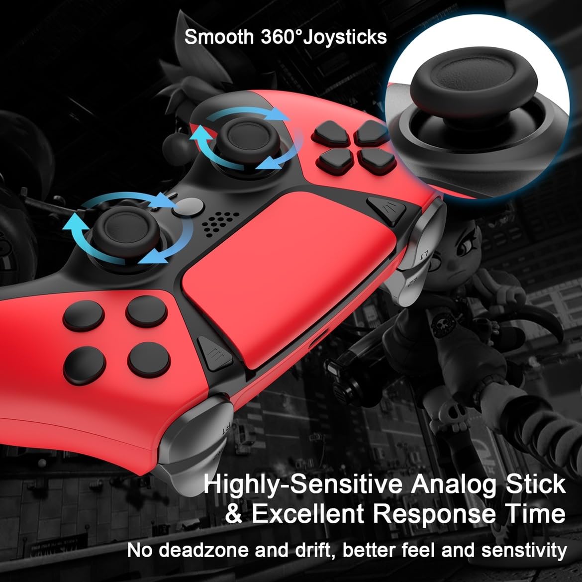 Wireless Controller Ymir Controller with Turbo/Back Paddles/Upgraded Joystick, Replacement Gamepad for Slim/PC/Steam/iOS/MAC - Red