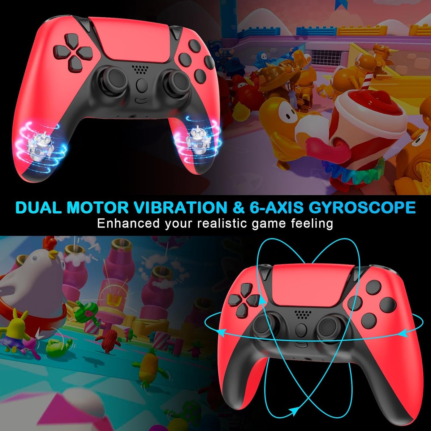 Wireless Controller Ymir Controller with Turbo/Back Paddles/Upgraded Joystick, Replacement Gamepad for Slim/PC/Steam/iOS/MAC - Red